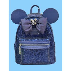 NWT 2025 Disney Parks Disney Vacation Club Blue Sequin Loungefly Mini Backpack